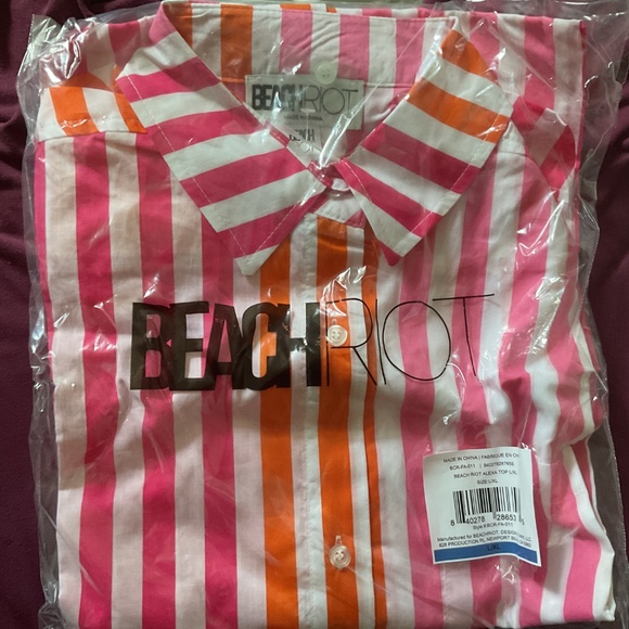 Beach Riot Colorful Striped Cotton Swim Coverup L/XL - Picture 4 of 4